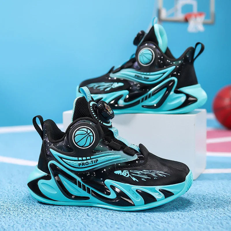 A pair of children's four-season leather high-top basketball shoes, wear-resistant basketball shoes, sizes 31-40,YZ-L833